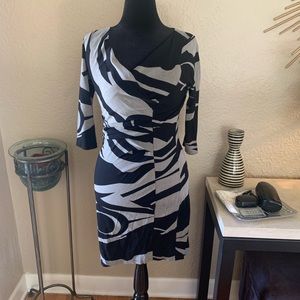 Elana Kattan Body Con Black & Gray Patterned Dress ~ Size 12